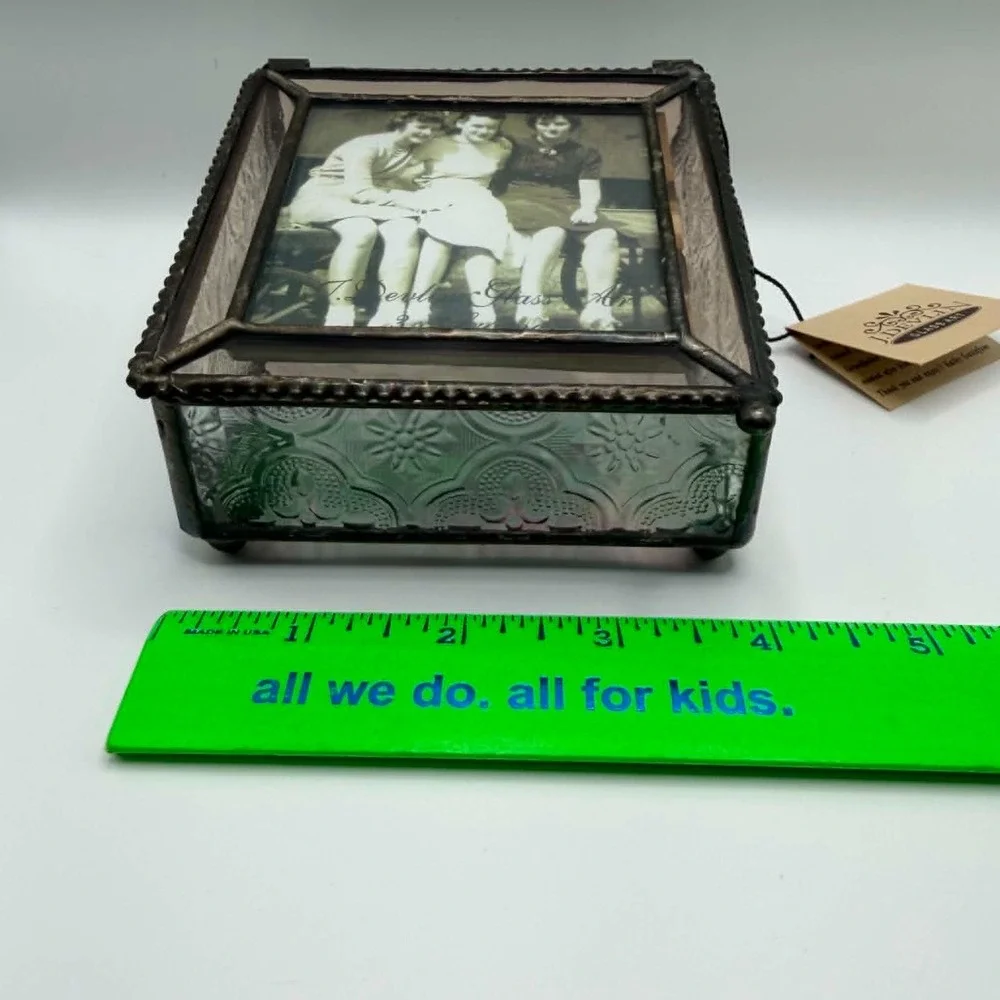 J. Devlin Art Beveled Stained Glass Photo keepsake Jewelry Trinket Box Frame